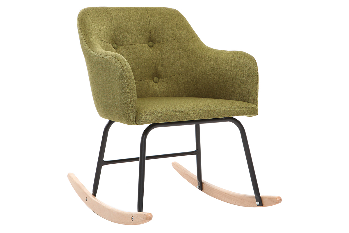 Fauteuil rocking chair design tissu vert BALTIK
