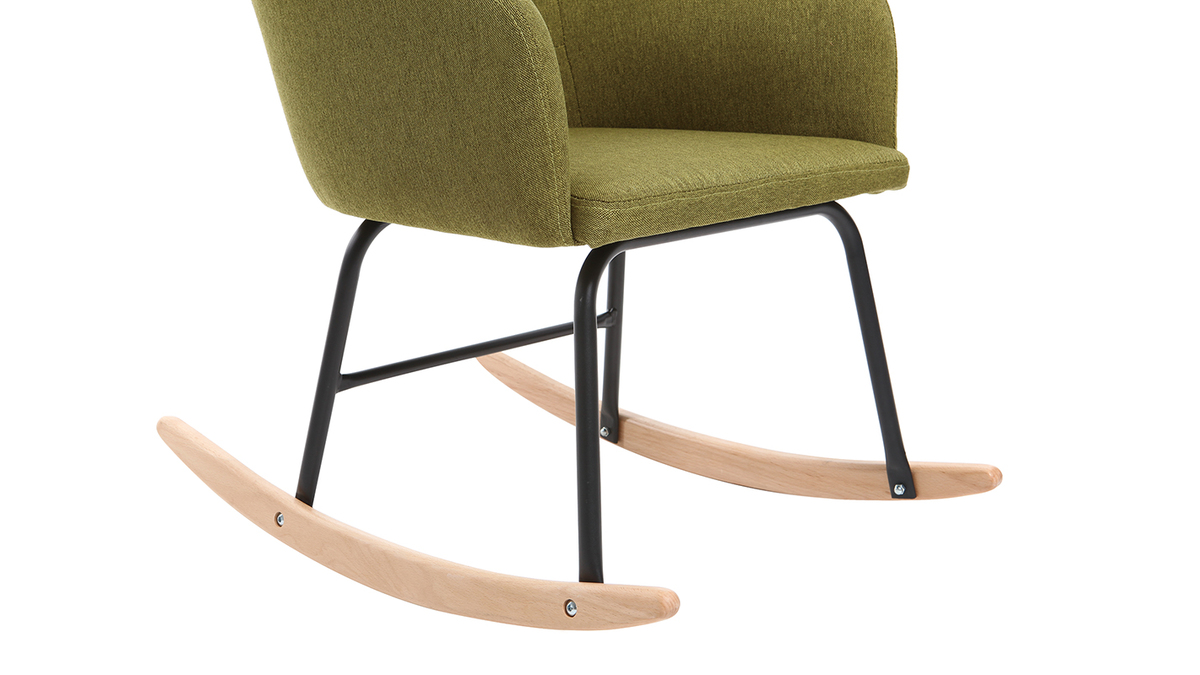Fauteuil rocking chair design tissu vert BALTIK