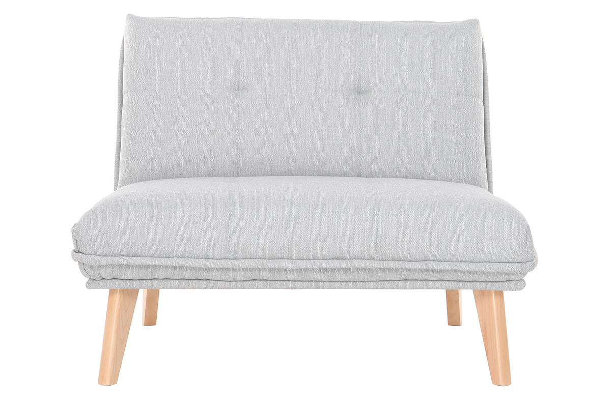 Fauteuil scandinave � combiner en tissu gris clair et bois clair BENNIE