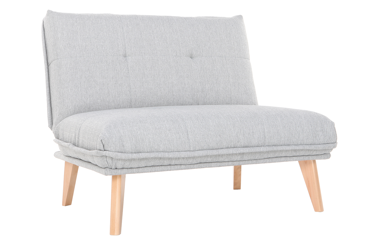 Fauteuil scandinave � combiner en tissu gris clair et bois clair BENNIE