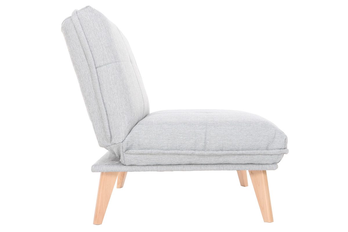 Fauteuil scandinave � combiner en tissu gris clair et bois clair BENNIE