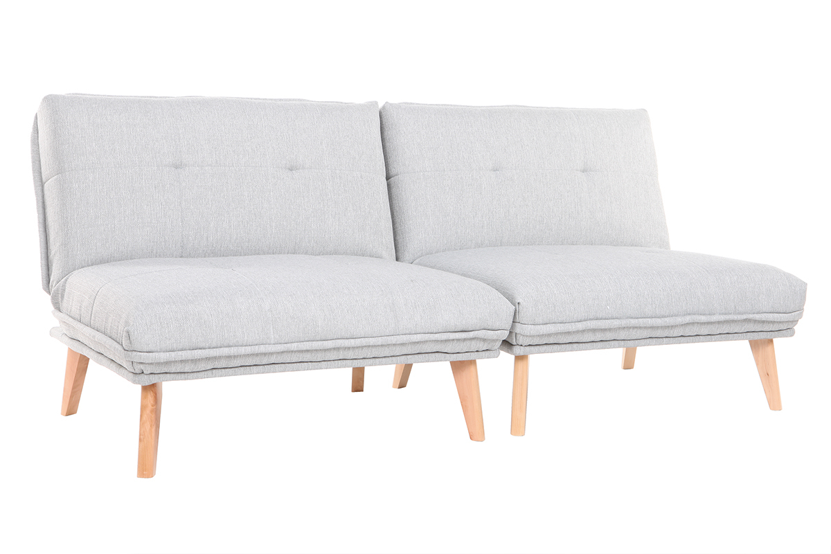 Fauteuil scandinave � combiner en tissu gris clair et bois clair BENNIE