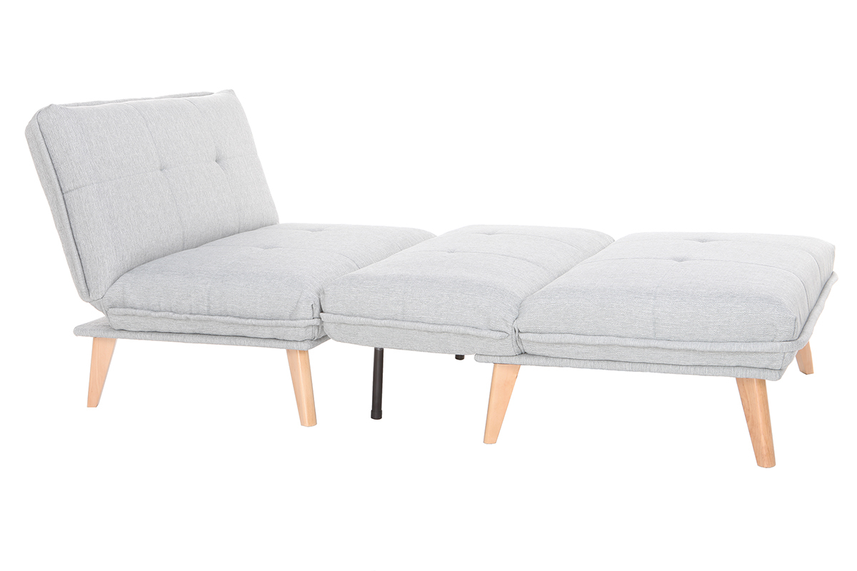 Fauteuil scandinave � combiner en tissu gris clair et bois clair BENNIE