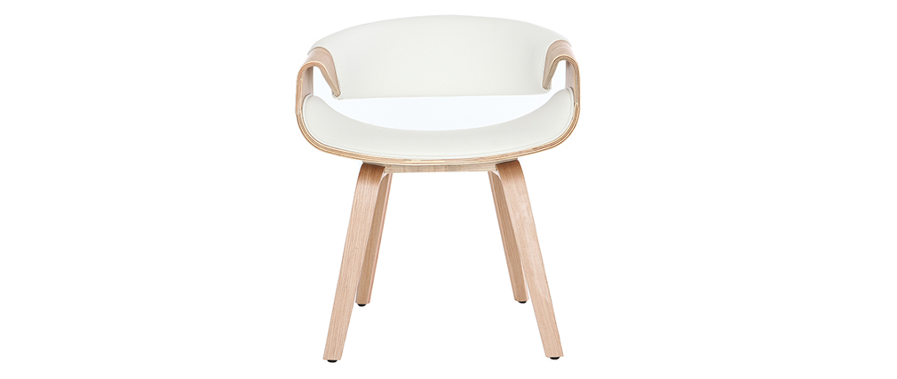 Fauteuil scandinave blanc et bois clair ARAMIS