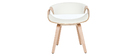 Fauteuil scandinave blanc et bois clair ARAMIS