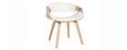 Fauteuil scandinave blanc et bois clair ARAMIS