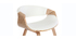 Fauteuil scandinave blanc et bois clair ARAMIS