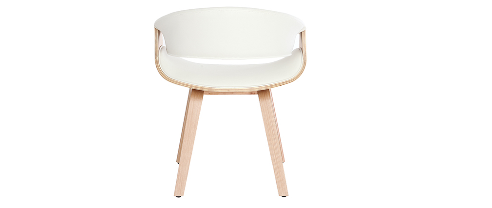 Fauteuil scandinave blanc et bois clair ARAMIS