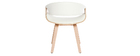 Fauteuil scandinave blanc et bois clair ARAMIS