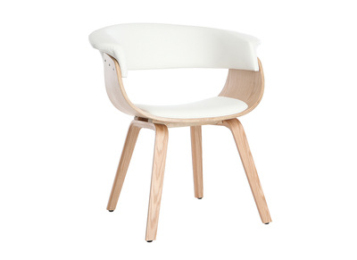 Fauteuil scandinave blanc et bois clair OKTAV