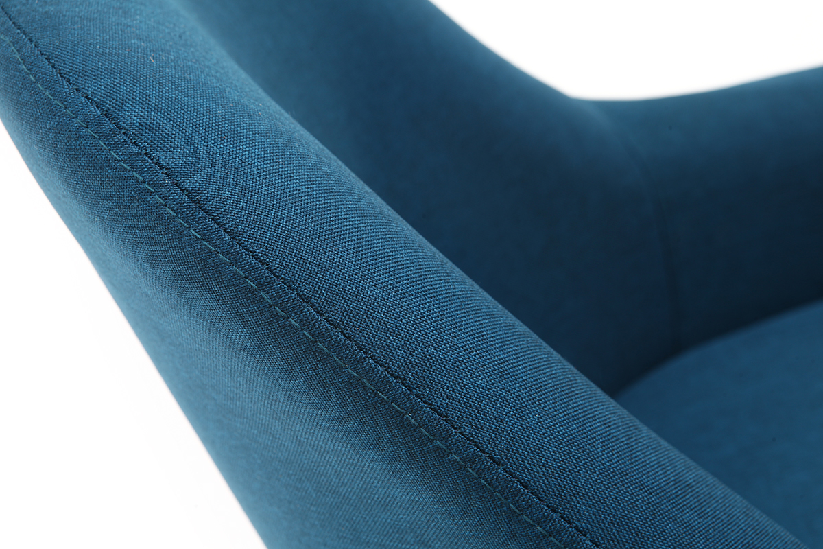 Fauteuil scandinave bleu canard et bois fonc� MONA