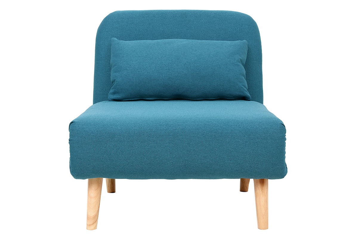 Fauteuil scandinave convertible en tissu bleu canard AMIKO