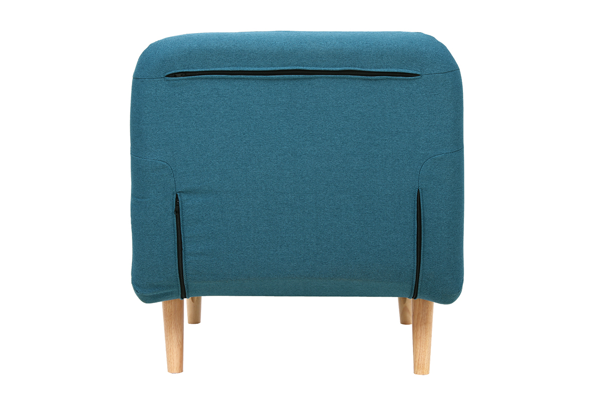 Fauteuil scandinave convertible en tissu bleu canard AMIKO