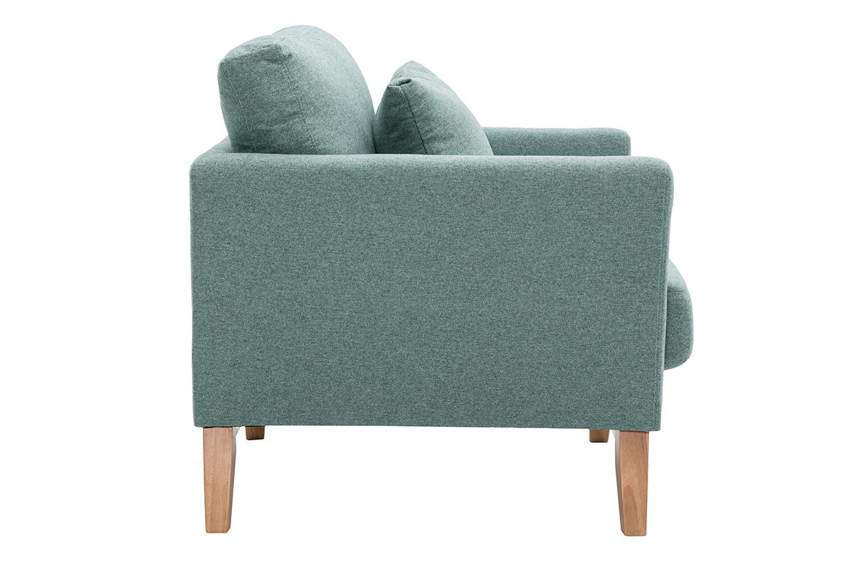 Fauteuil scandinave dhoussable en tissu vert de gris et bois clair OSLO