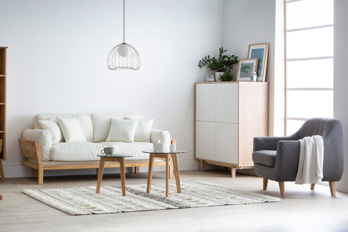 Fauteuil scandinave d�houssable gris clair YNOK