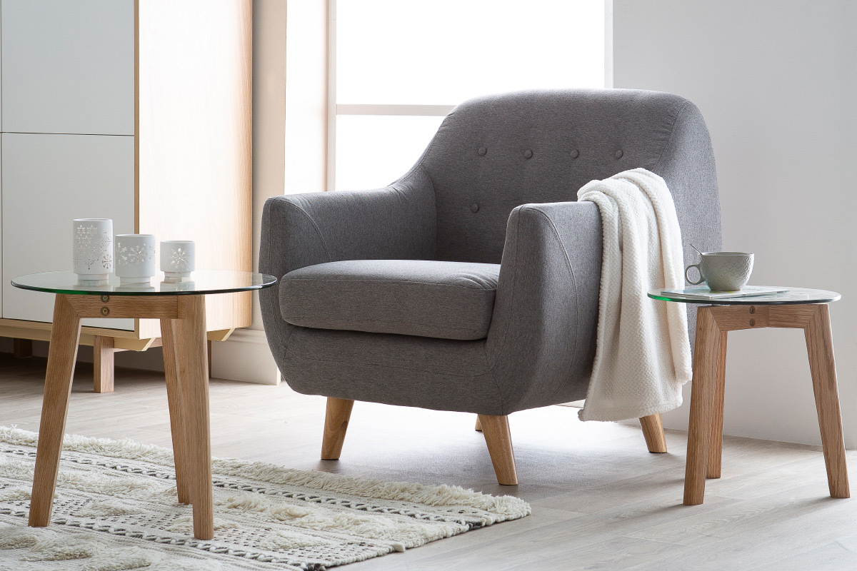 Fauteuil scandinave d�houssable gris clair YNOK