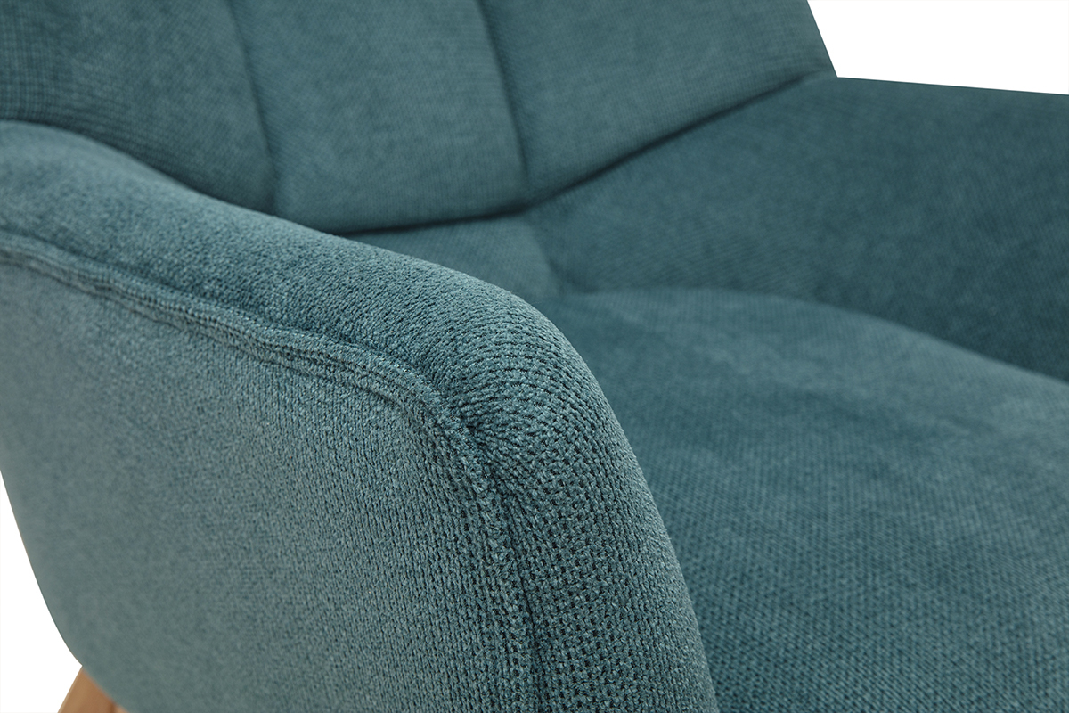 Fauteuil scandinave en tissu chenille c�ladon et bois clair BRODY