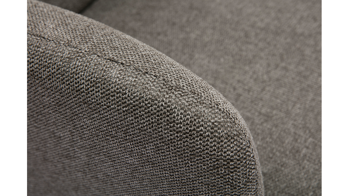 Fauteuil scandinave en tissu effet velours texturé gris et bois foncé ISKO