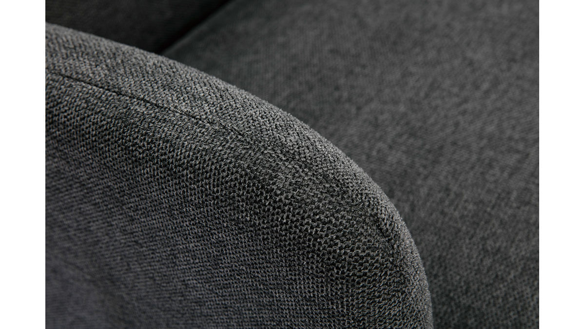 Fauteuil scandinave en tissu effet velours texturé gris foncé et bois clair ISKO