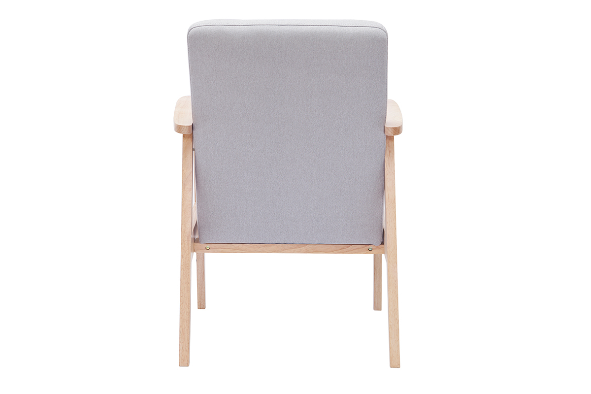 Fauteuil scandinave en tissu gris clair et bois clair ABYSS