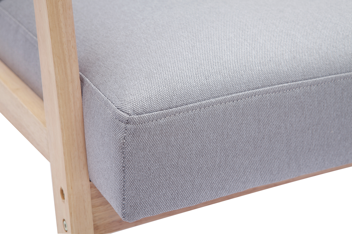 Fauteuil scandinave en tissu gris clair et bois clair ABYSS