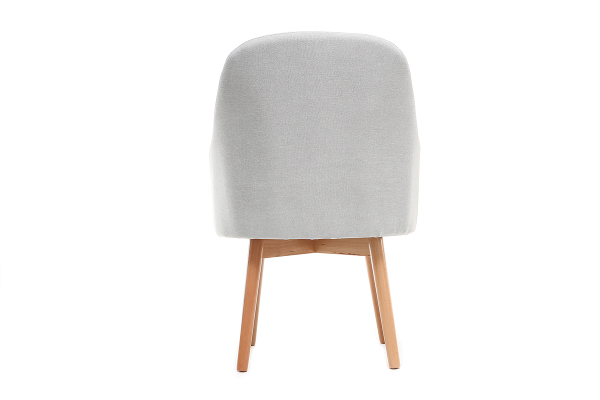 Fauteuil scandinave en tissu gris clair et bois clair MONA