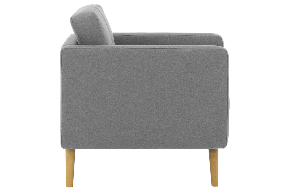 Fauteuil scandinave en tissu gris clair et bois ELFE