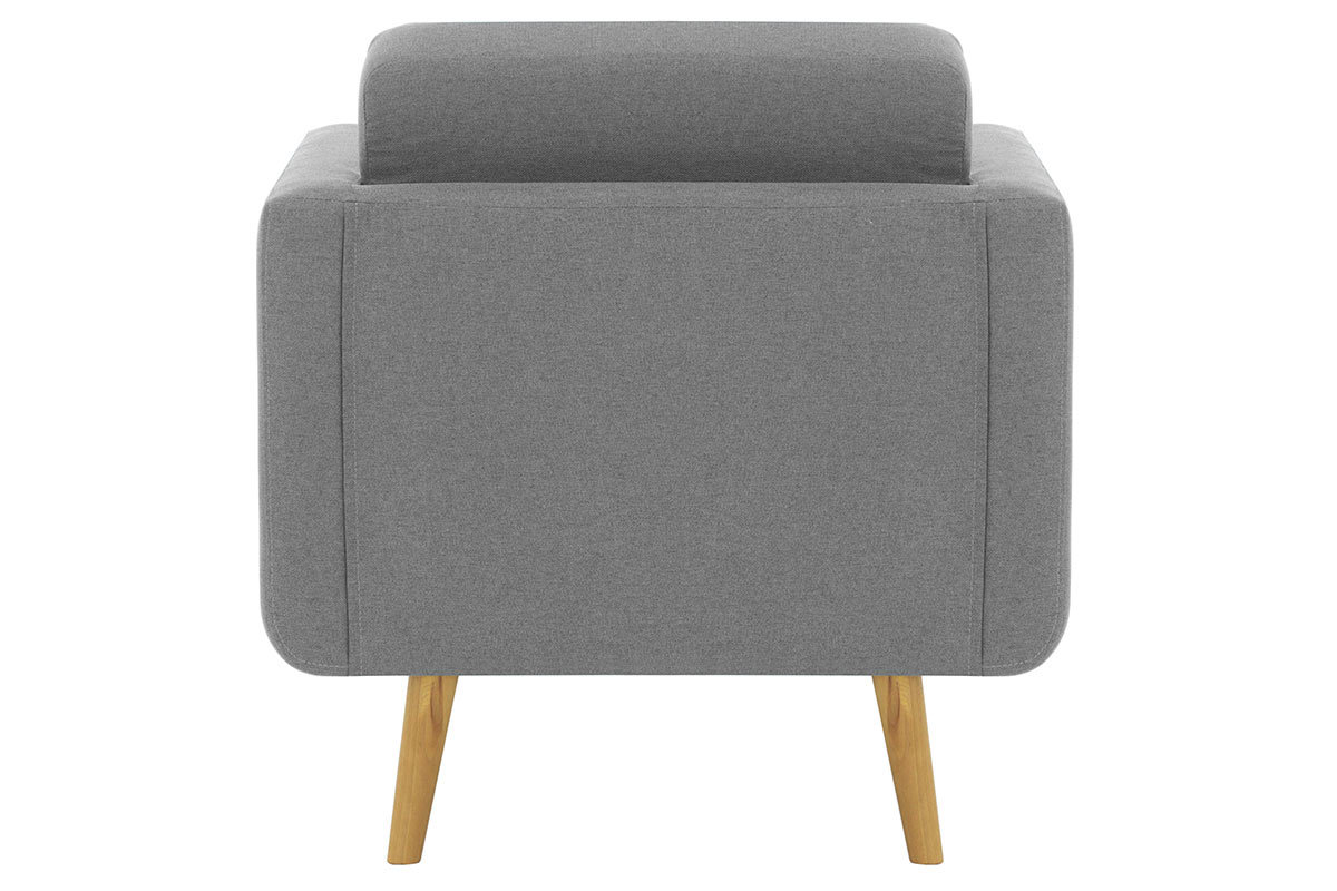 Fauteuil scandinave en tissu gris clair et bois ELFE