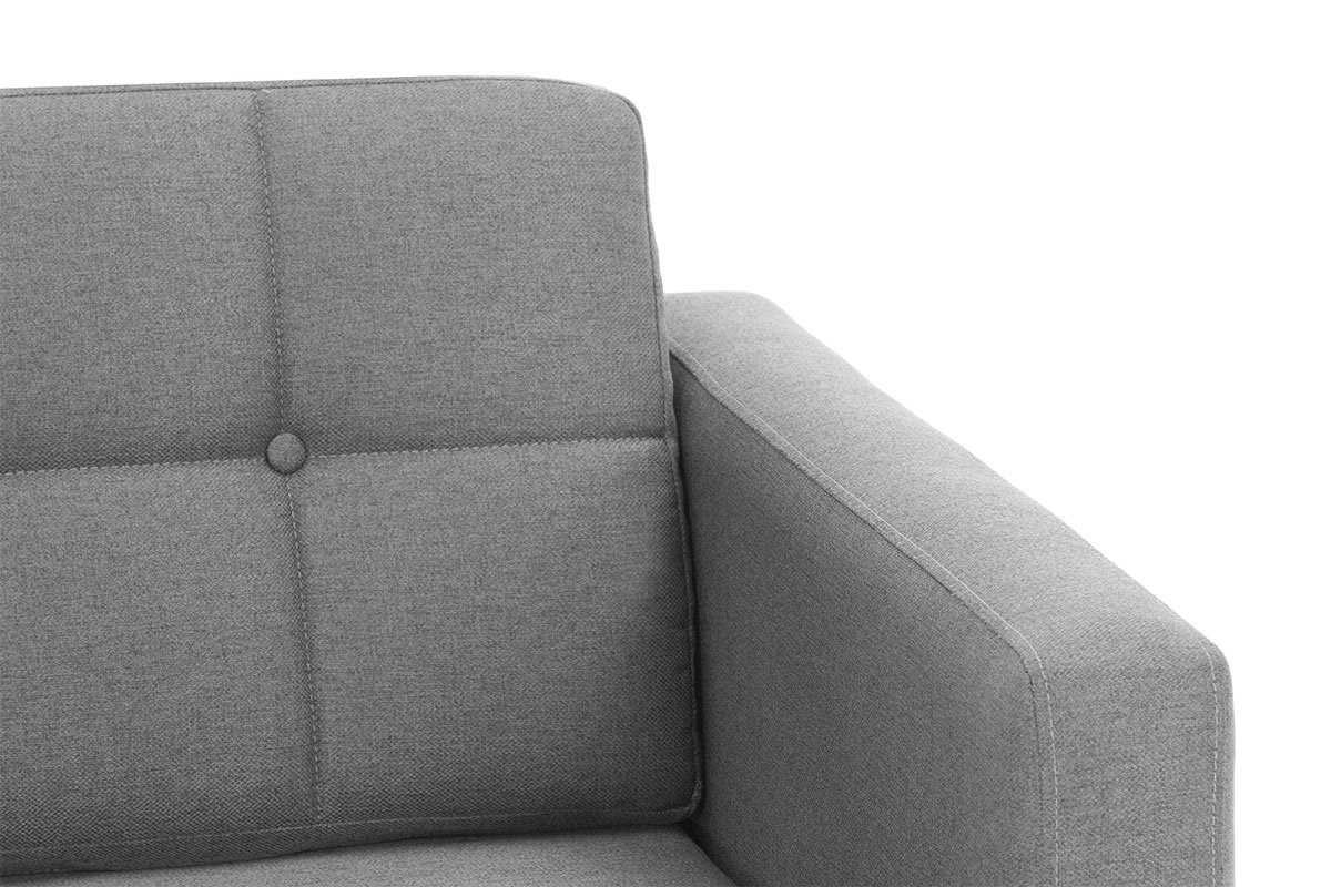 Fauteuil scandinave en tissu gris clair et bois ELFE