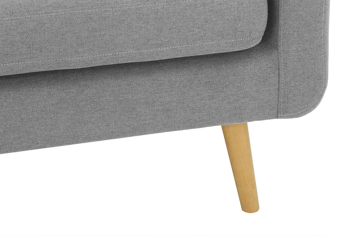 Fauteuil scandinave en tissu gris clair et bois ELFE