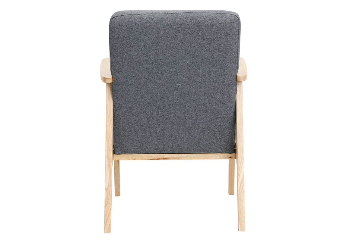 Fauteuil scandinave en tissu gris et bois clair ABYSS