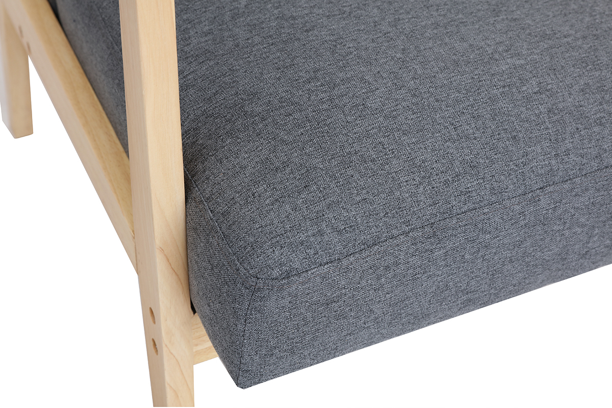 Fauteuil scandinave en tissu gris et bois clair ABYSS