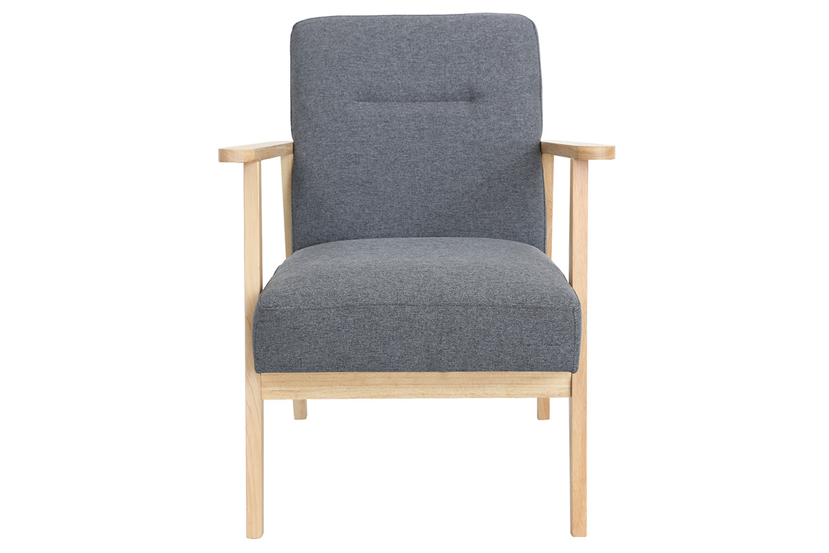 Fauteuil scandinave en tissu gris et bois clair ABYSS