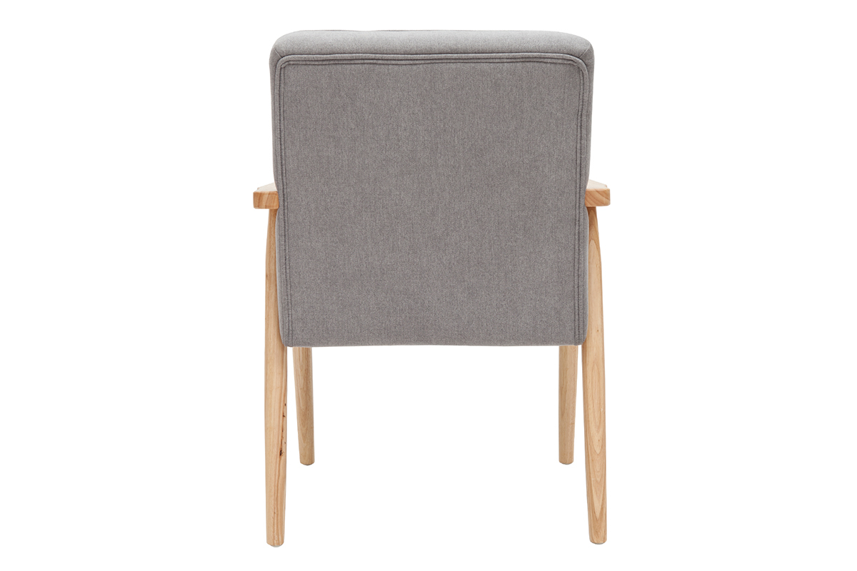 Fauteuil scandinave en tissu gris et bois clair FILIP