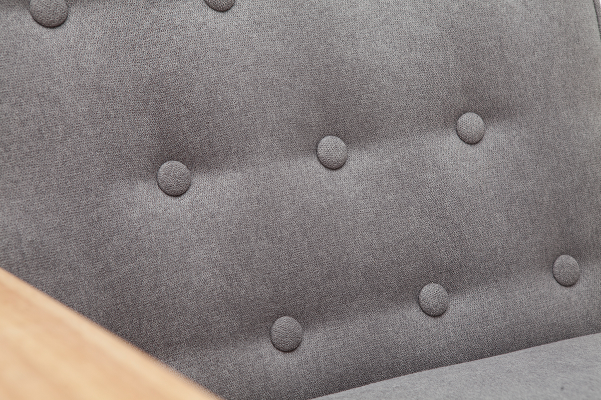 Fauteuil scandinave en tissu gris et bois clair FILIP