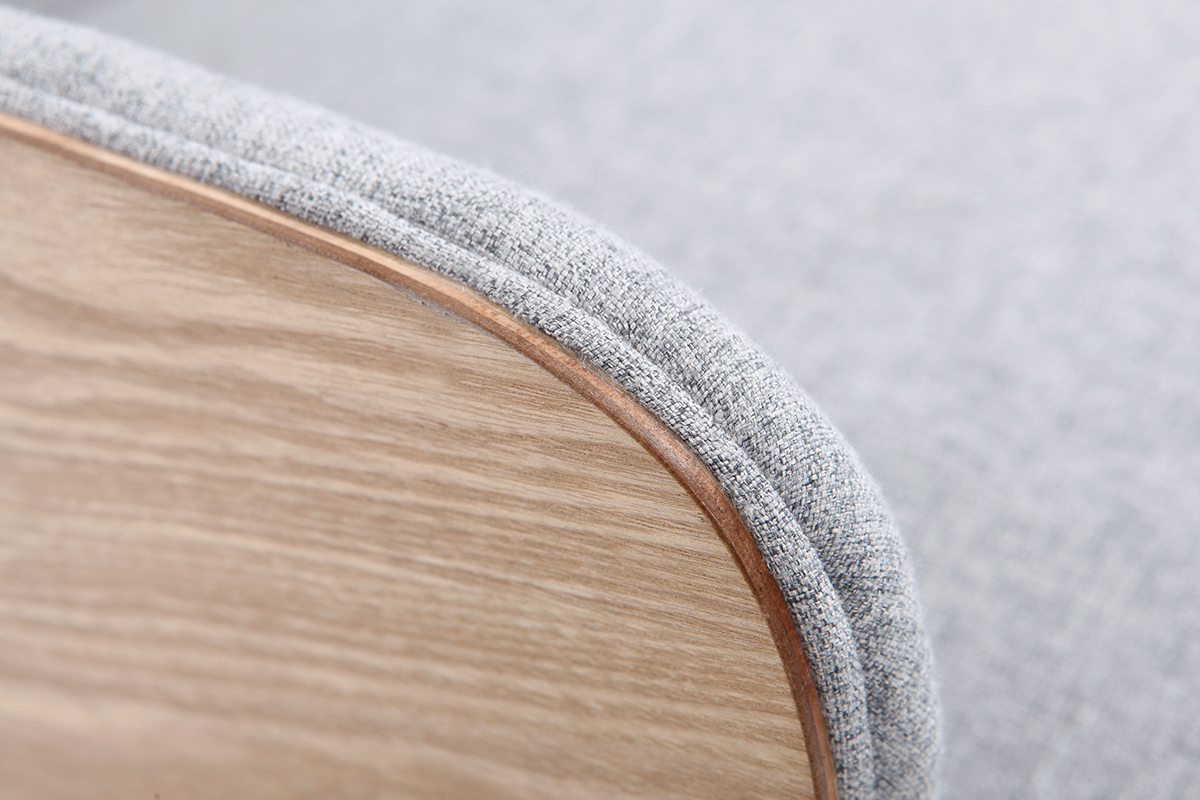 Fauteuil scandinave en tissu gris perle et bois clair VALMY