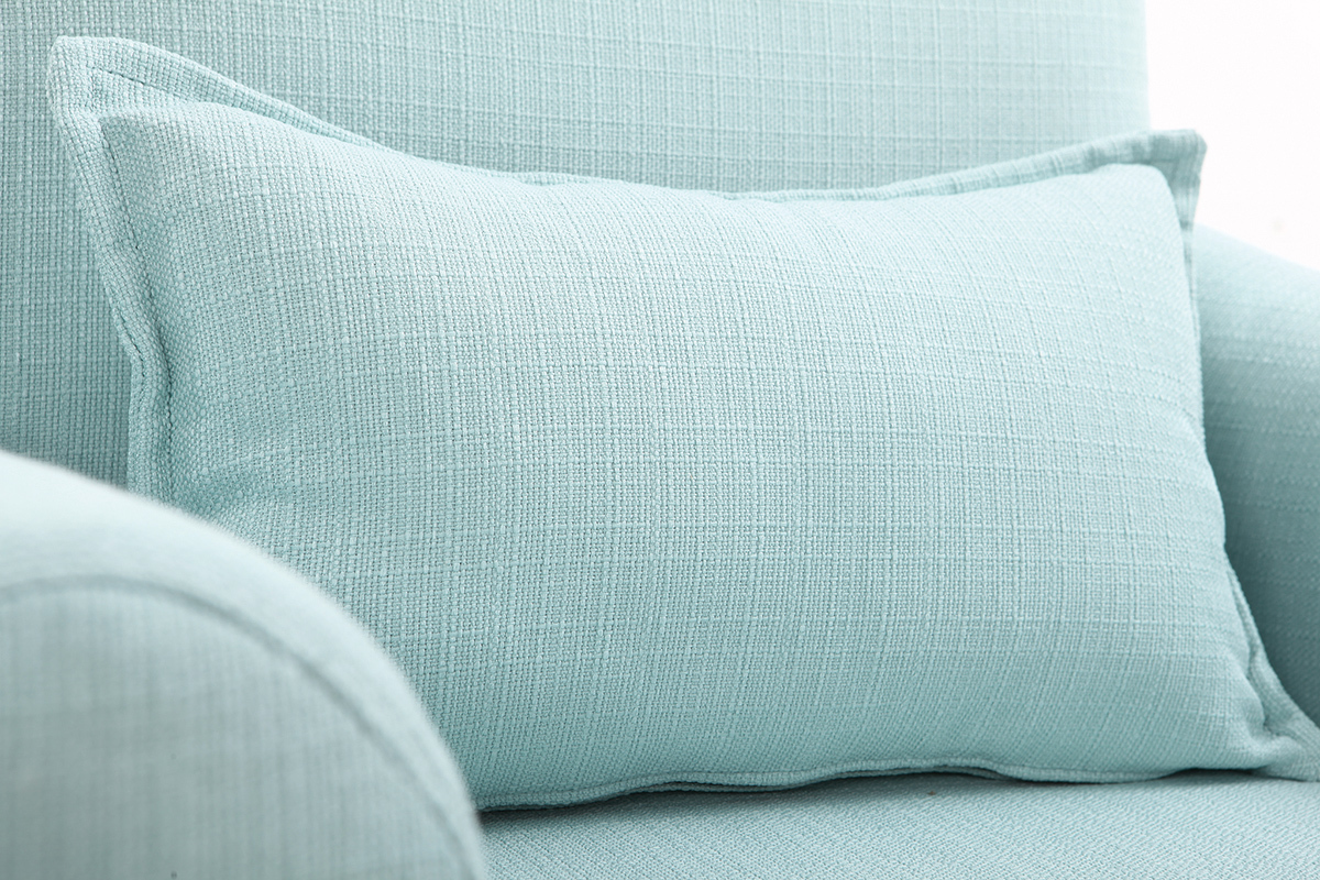 Fauteuil scandinave en tissu menthe � l'eau et bois clair KATE