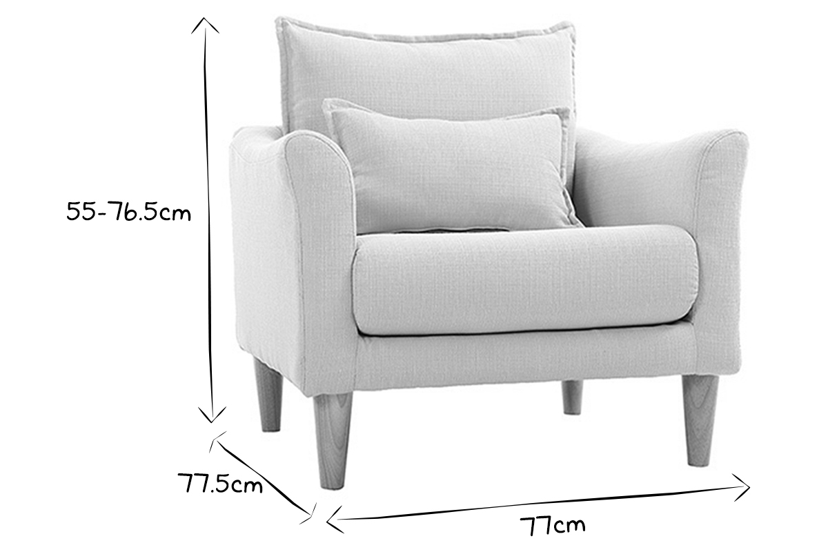 Fauteuil scandinave en tissu menthe � l'eau et bois clair KATE