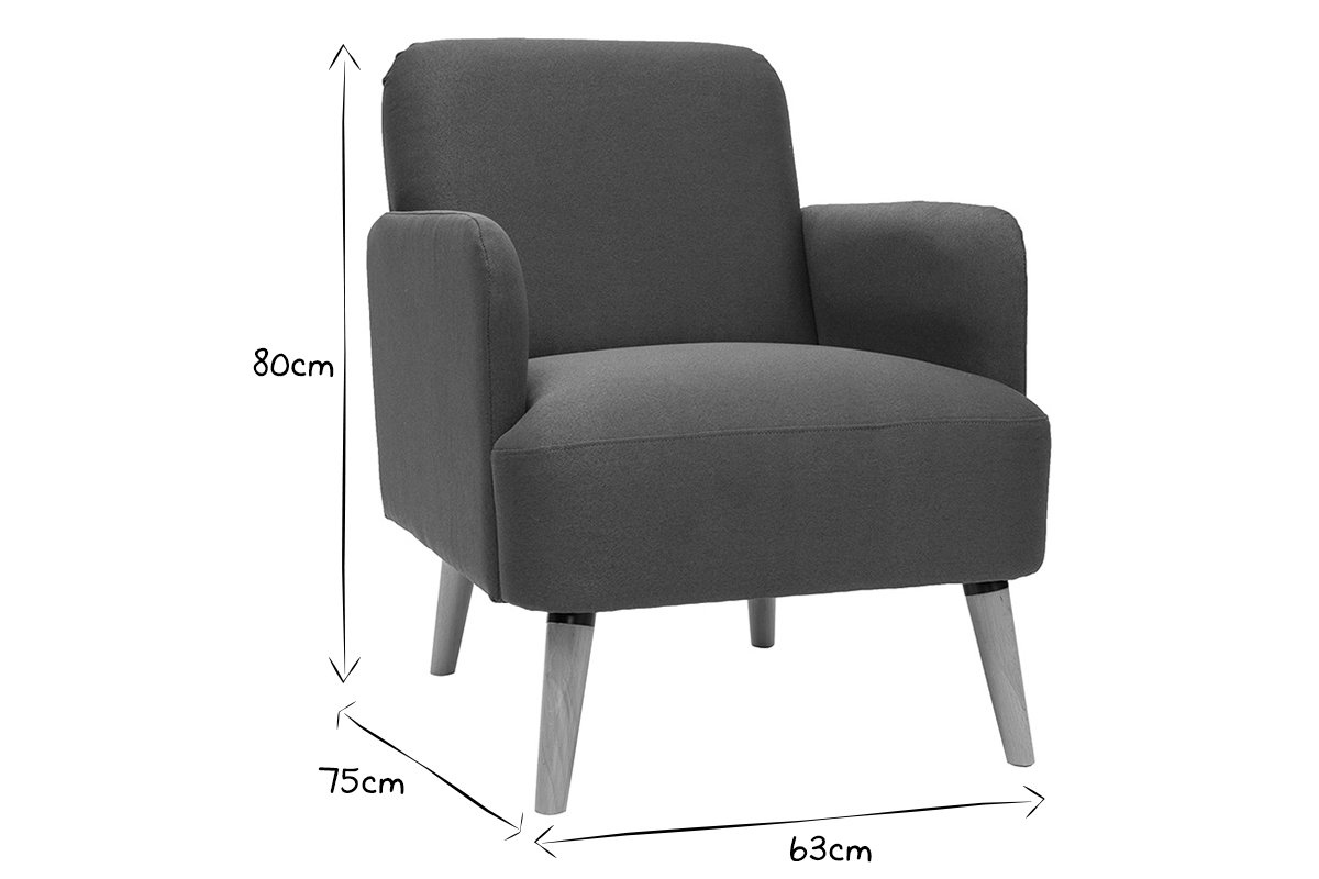 Fauteuil scandinave en tissu rouge bordeaux et bois clair ISKO