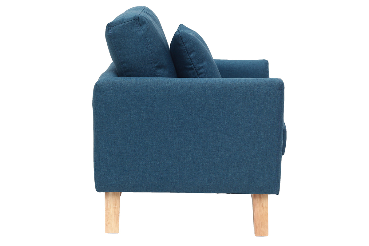 Fauteuil scandinave enfant d�houssable en tissu bleu canard et bois clair BABY OSLO