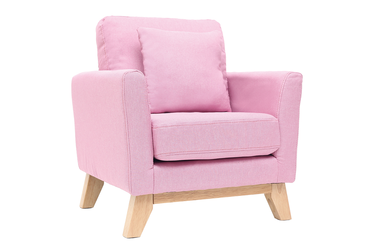 Fauteuil scandinave enfant d�houssable en tissu rose BABY OSLO