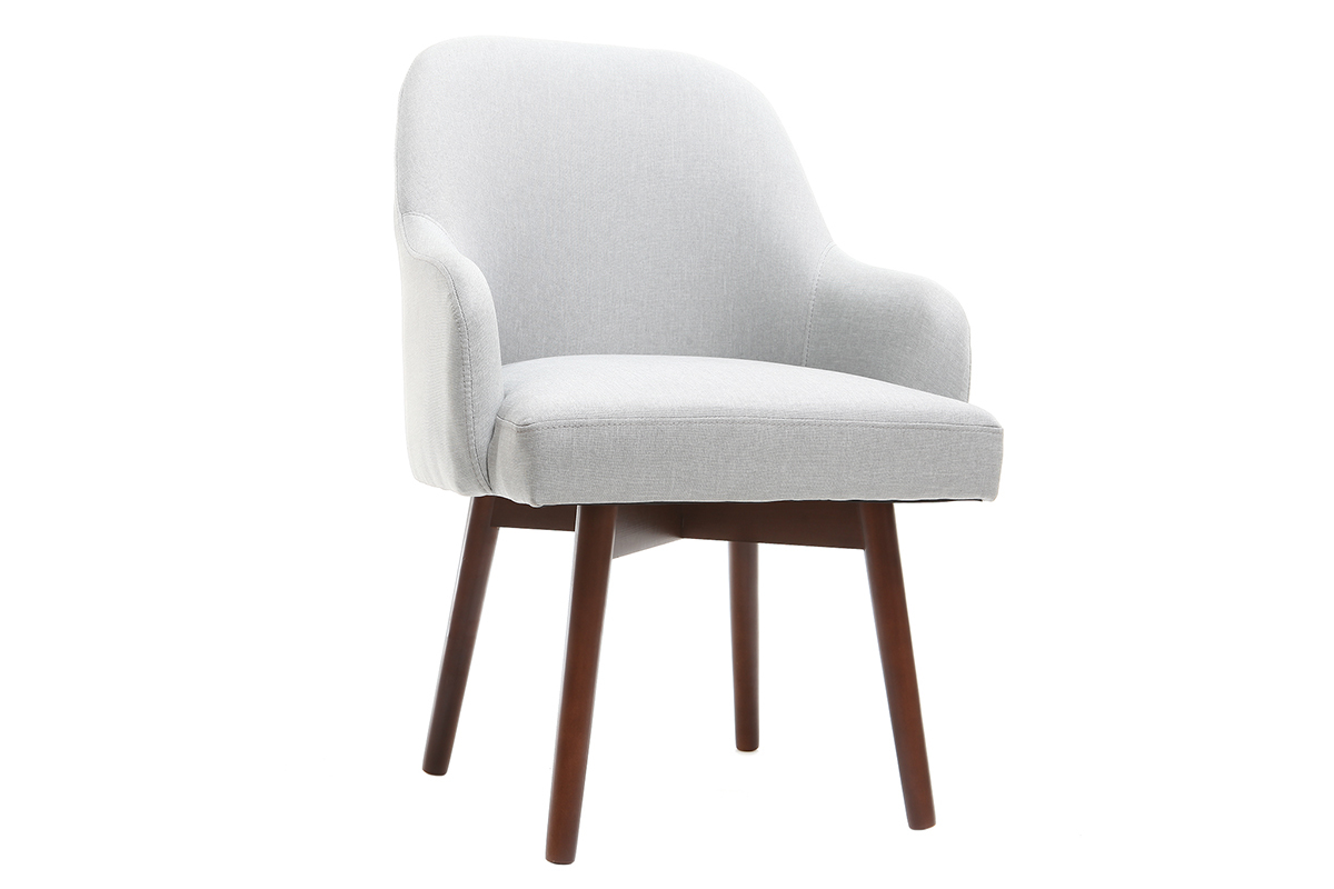 Fauteuil scandinave gris et bois fonc� MONA
