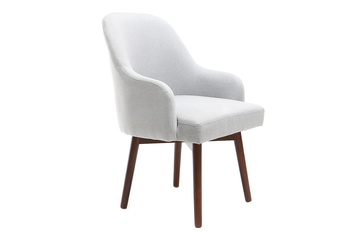 Fauteuil scandinave gris et bois fonc� MONA