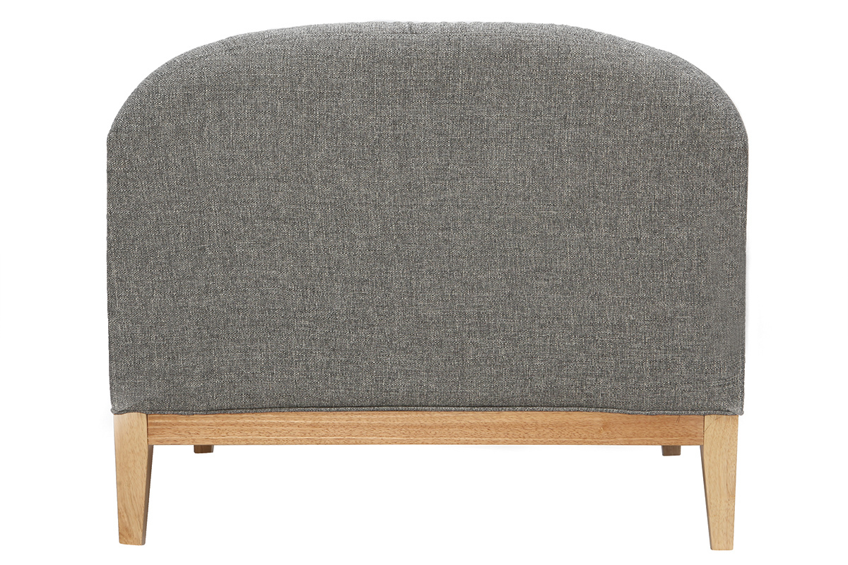 Fauteuil scandinave gris et bois MARY