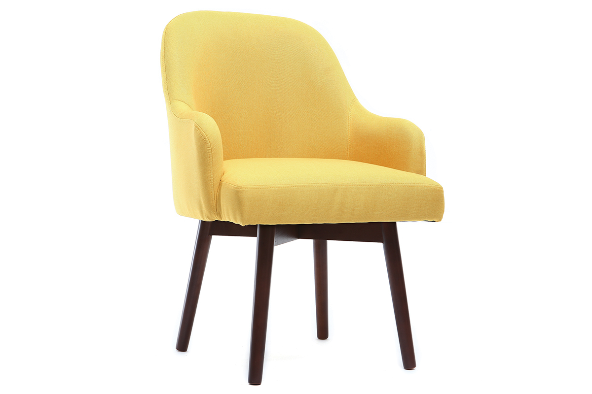 Fauteuil scandinave jaune et bois fonc� MONA