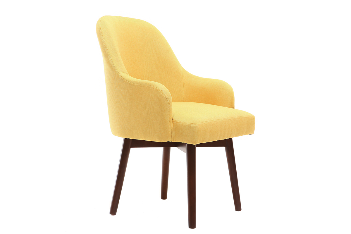 Fauteuil scandinave jaune et bois fonc� MONA