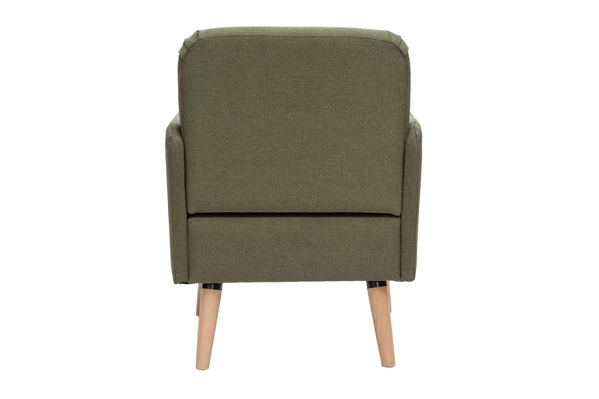 Fauteuil scandinave kaki et bois clair ISKO