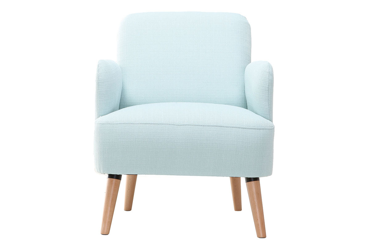 Fauteuil scandinave menthe � l'eau et bois clair ISKO