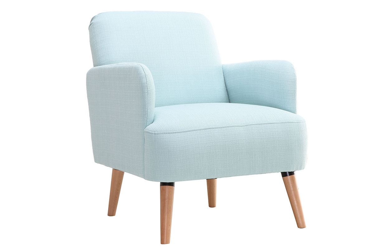 Fauteuil scandinave menthe � l'eau et bois clair ISKO
