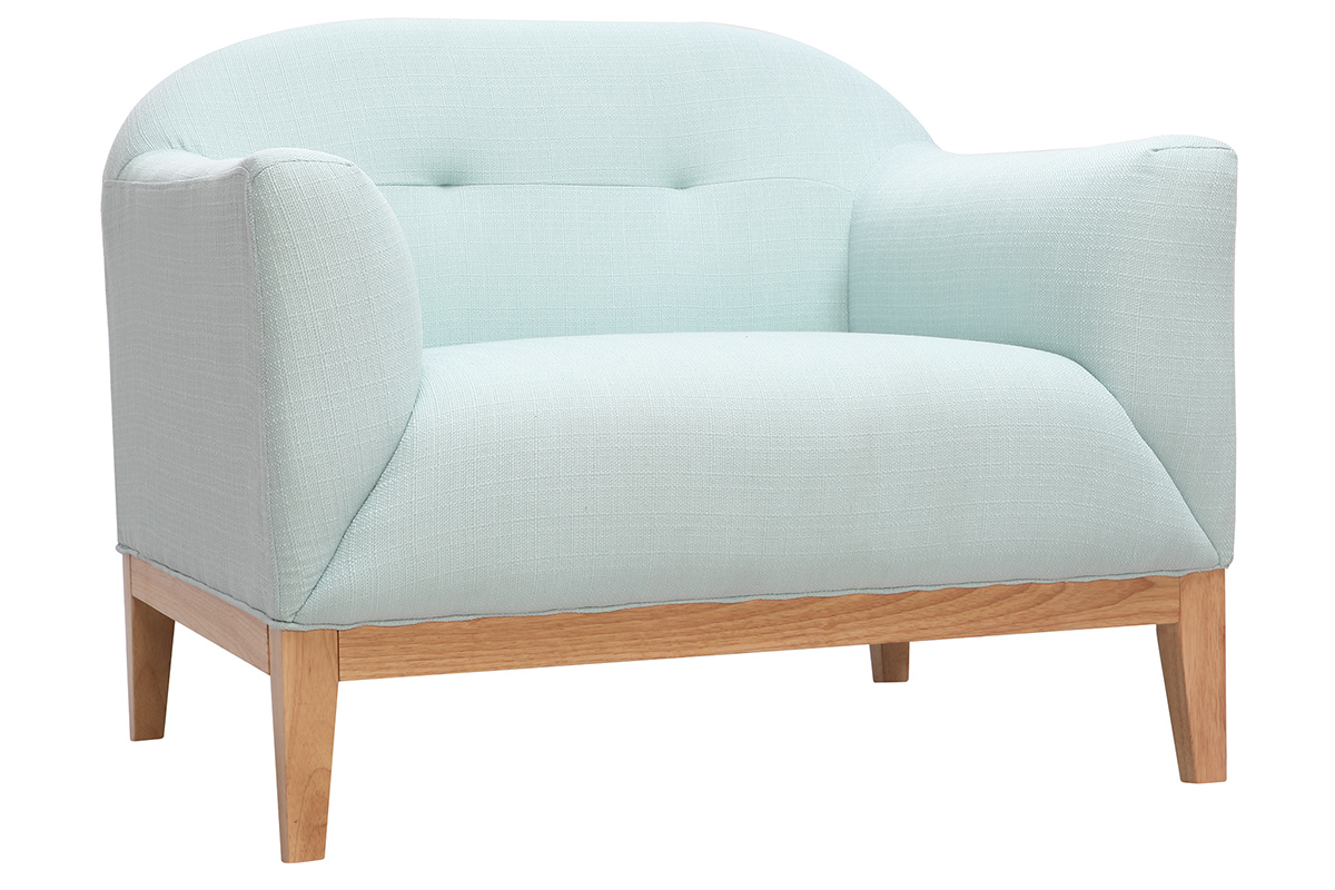 Fauteuil scandinave menthe  l'eau et bois MARY